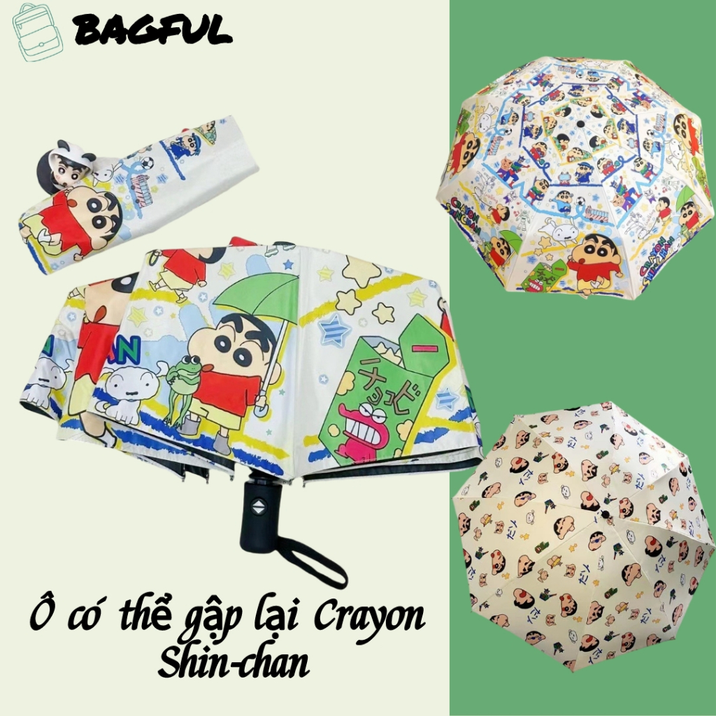Crayon Shin-chan ô gấp hoàn toàn tự động, ô học sinh hoạt hình dễ thương, ô trong suốt dày