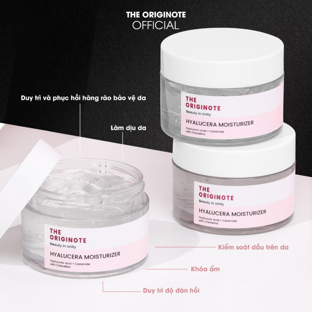 The Originote kem chống nắng Dưỡng ẩm phục hồi với Hyaluronic Acid và Ceramide Chlorelina - Hyalucera Moisturizer Gel The Originote 50ml