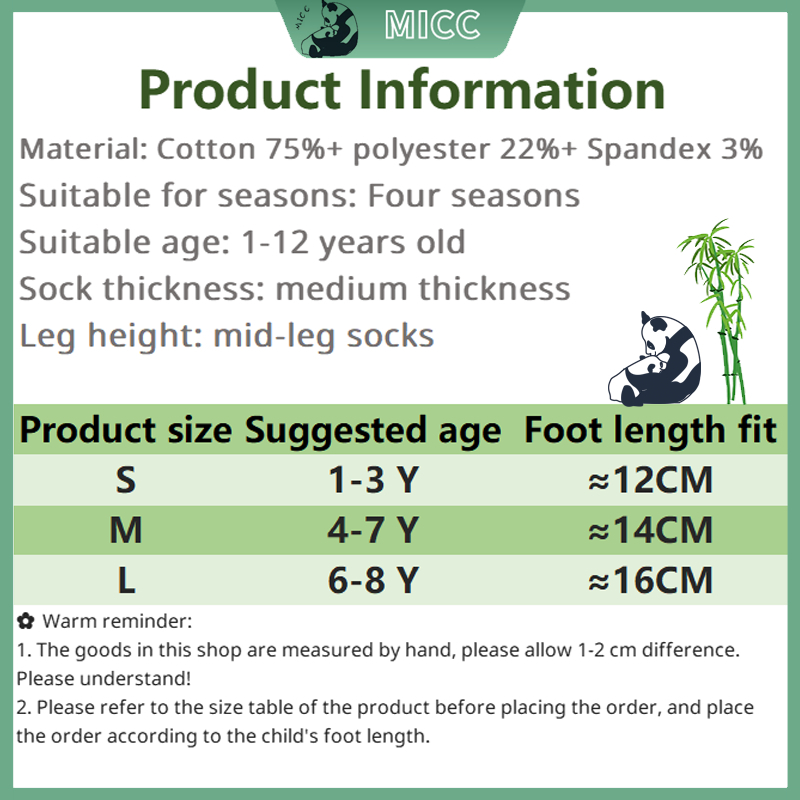 Đôi tất cotton MICCYBC thoáng khí dễ thương cho bé 1-12 tuổi