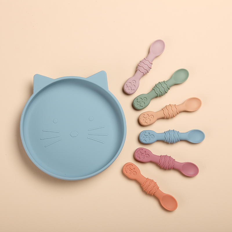 Muỗng Tập Ăn mini Bằng silicone Không bpa An Toàn Thực Phẩm Cho Bé