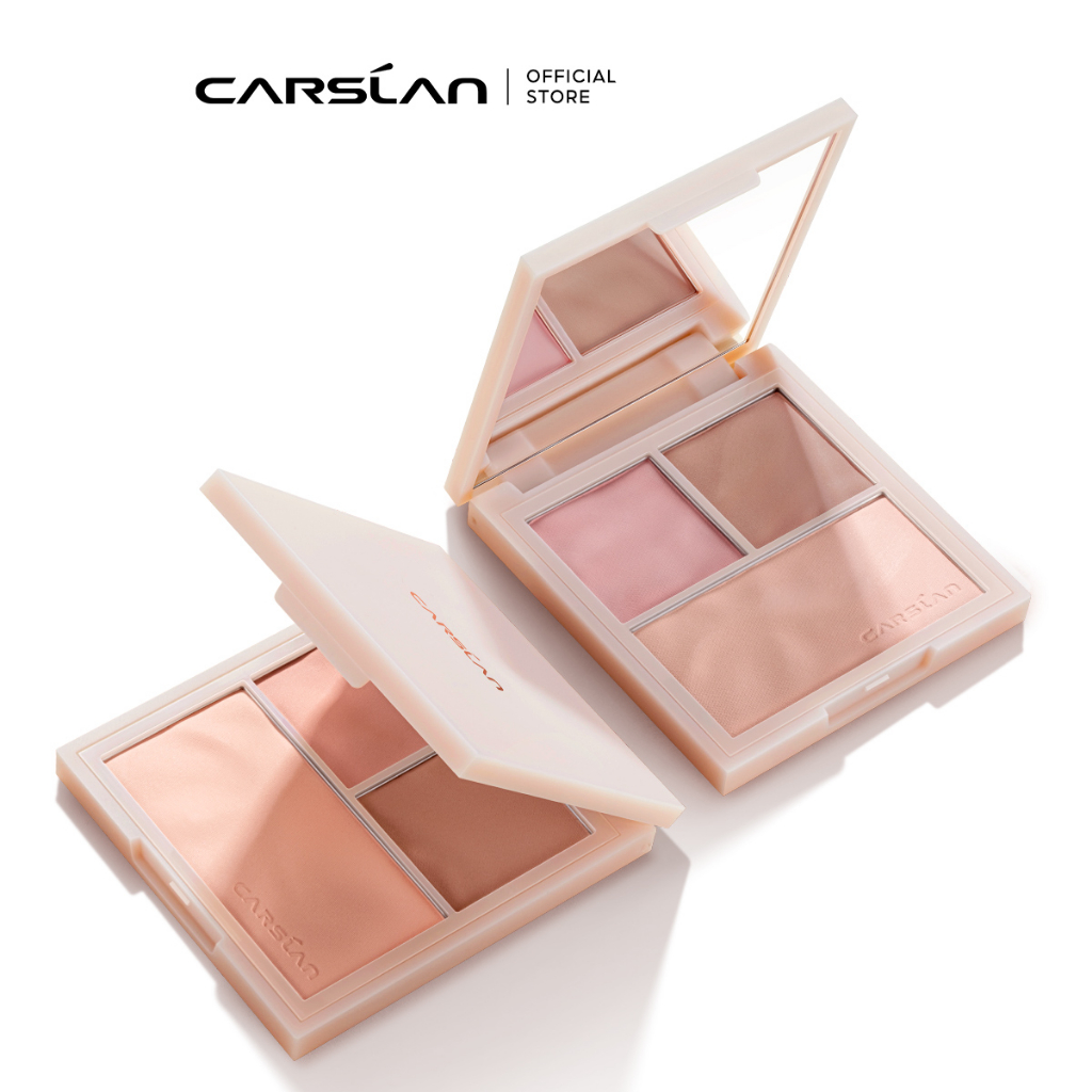 Phấn má hồng Carslan Bảng Phấn Bắt Phấn má Sáng Đa Năng Bảng má hồng Trang Điểm Ba màu cho đường nét sắc sảo 10.5g