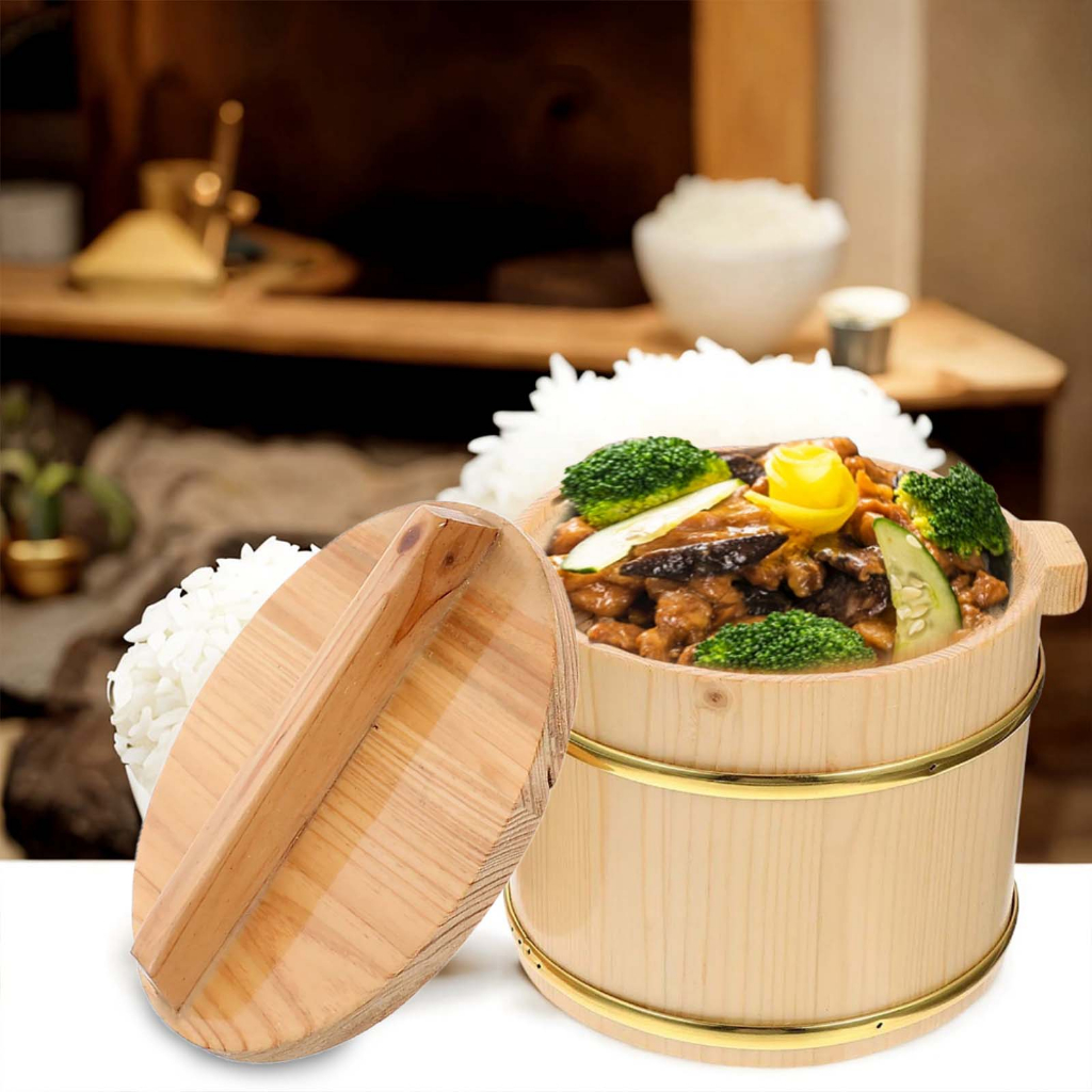 Thùng Gỗ Đựng Cơm / sushi Hình Tròn Đa Năng Tiện Dụng Cho Nhà Hàng / Nhà Hàng/Hộp Cơm Trưa