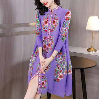 Mùa xuân thu đầm chữ A xếp ly phong cách dân tộc mới Issey Miyake kích thước lớn rộng nữ