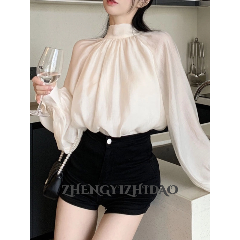 ZHENGYIZHIDAO Áo Sơ Mi Tay Dài Thắt Nơ Phong Cách Pháp Thời Trang Xuân Thu