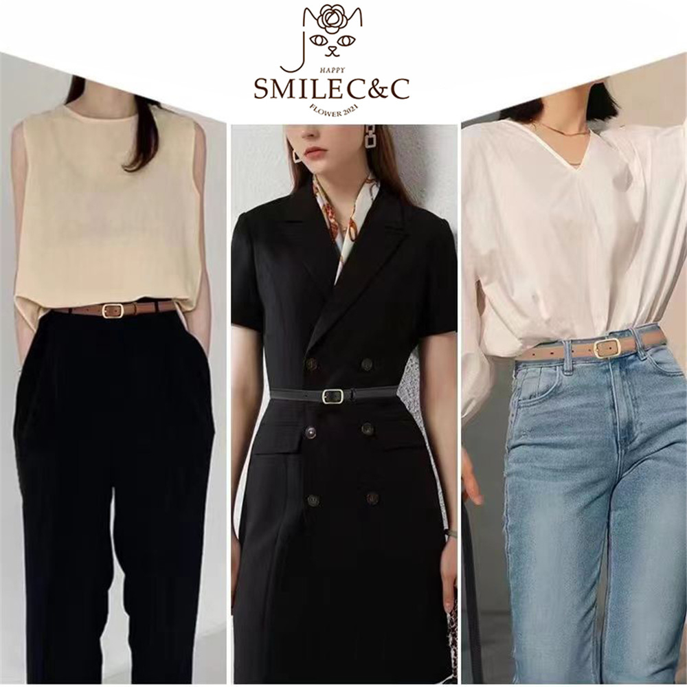 SmileFairyCCThắt Lưng Da pu Khóa Cài Vuông Cho Nữ