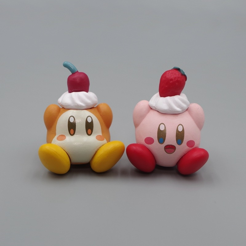 NINTENDO 1 Mô Hình Nhân Vật game kirby Và Dâu Tây mini Bằng pvc Dễ Thương Trang Trí Bánh Kem
