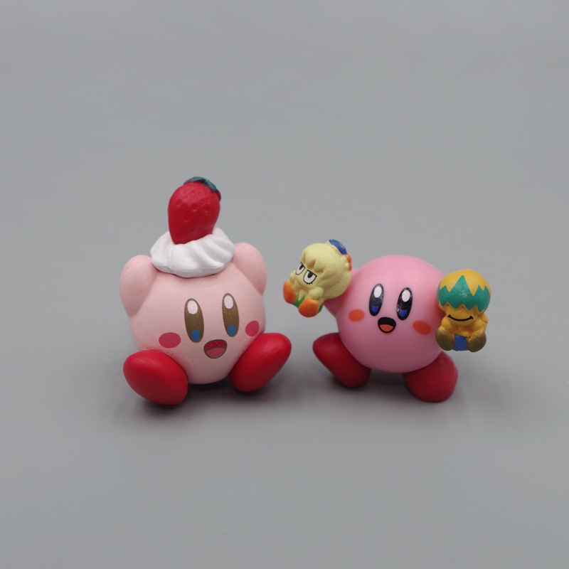 NINTENDO 1 Mô Hình Nhân Vật game kirby Và Dâu Tây mini Bằng pvc Dễ Thương Trang Trí Bánh Kem