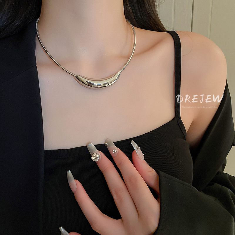 DREJEW Vòng Cổ Nam Châm Cong Bằng Thép Titan Nhẹ Phong Cách Âu Mỹ Cá Tính Thời Trang Sang Trọng Không Gây Dị Ứng