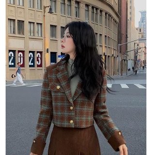 Áo Khoác Ngắn Dạng Váy Xếp Ly Thời Trang Thu Đông Phong Cách retro