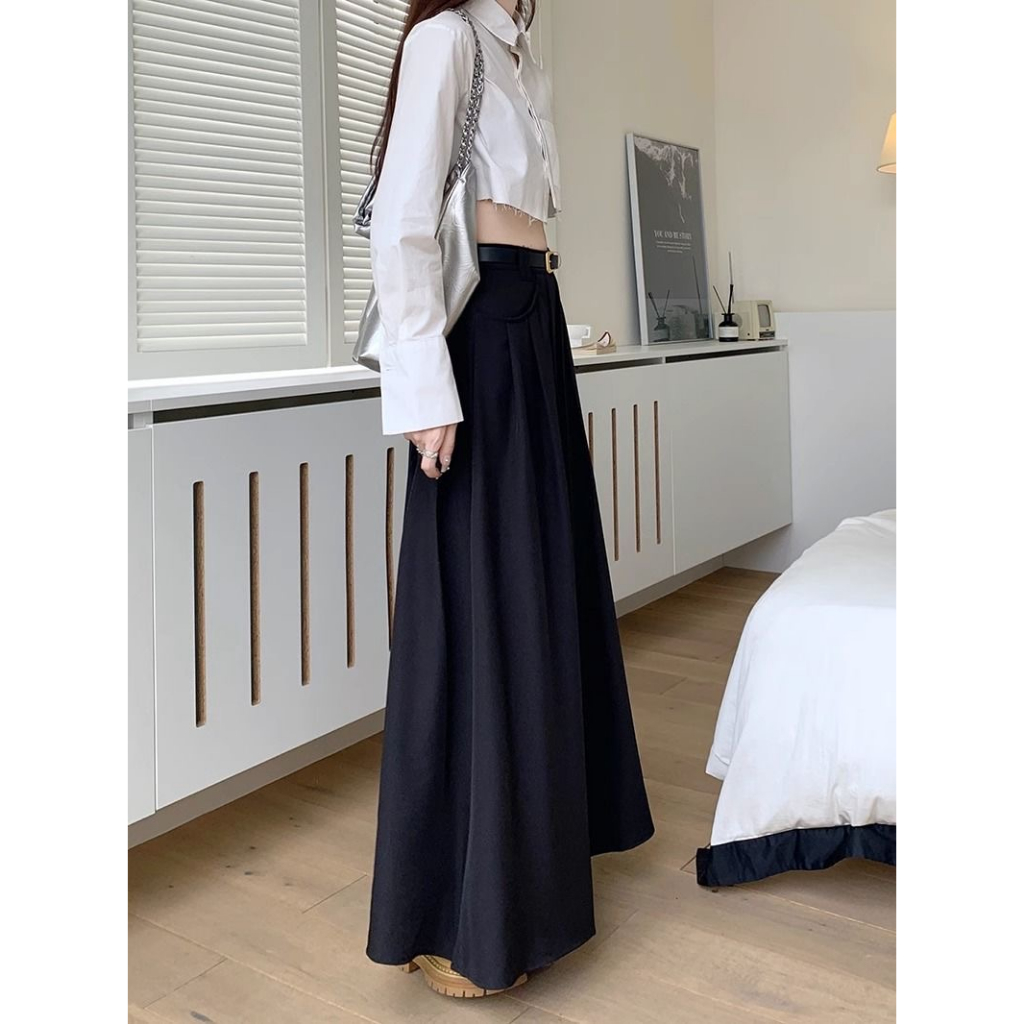 QADCOL Chân Váy Dài Dáng Chữ a Lưng Cao Phong Cách Hàn Quốc Thời Trang Mùa Thu Mới Cho Nữ
