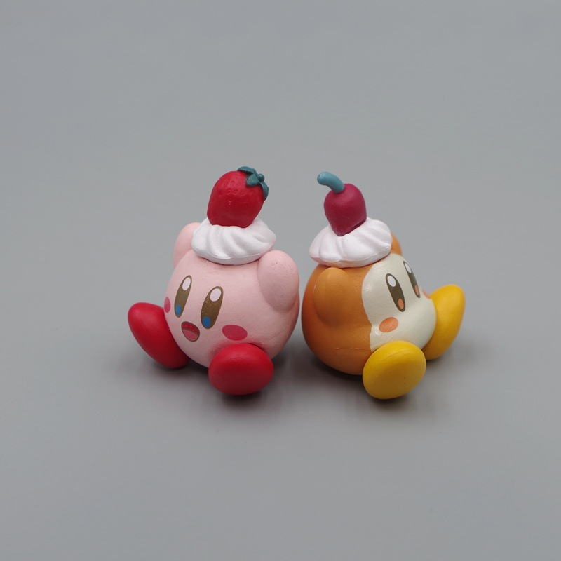 NINTENDO 1 Mô Hình Nhân Vật game kirby Và Dâu Tây mini Bằng pvc Dễ Thương Trang Trí Bánh Kem