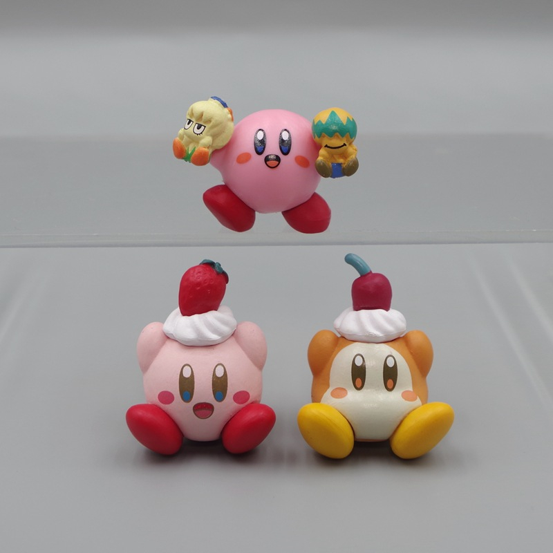 NINTENDO 1 Mô Hình Nhân Vật game kirby Và Dâu Tây mini Bằng pvc Dễ Thương Trang Trí Bánh Kem