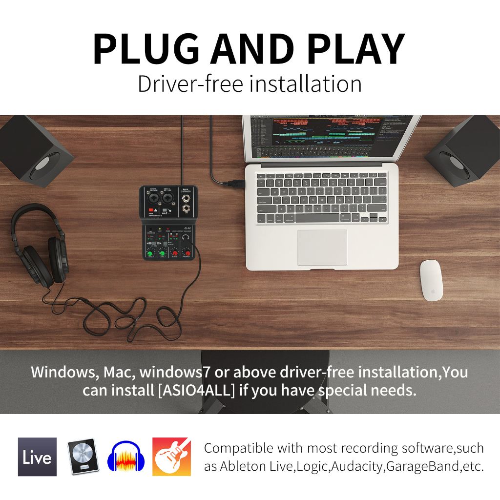 Thẻ Ghi Âm 2 Kênh xtuga q-12 mini usb Âm Thanh Nổi / mono Cho Đàn guitar Điện / studio