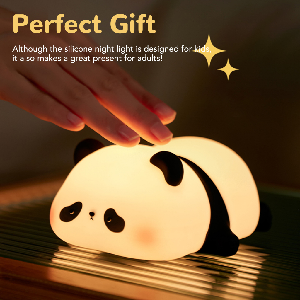 Đèn ngủ dễ thương hình gấu trúc usb sạc 1200mah mềm dẻo silicon mầm non cho trẻ tập đi em Beking A.