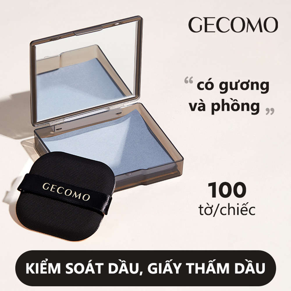 Gecomo Giấy Thấm Dầu Than Tre Hoạt Tính Kèm Gương Trang Điểm Lâu Trôi