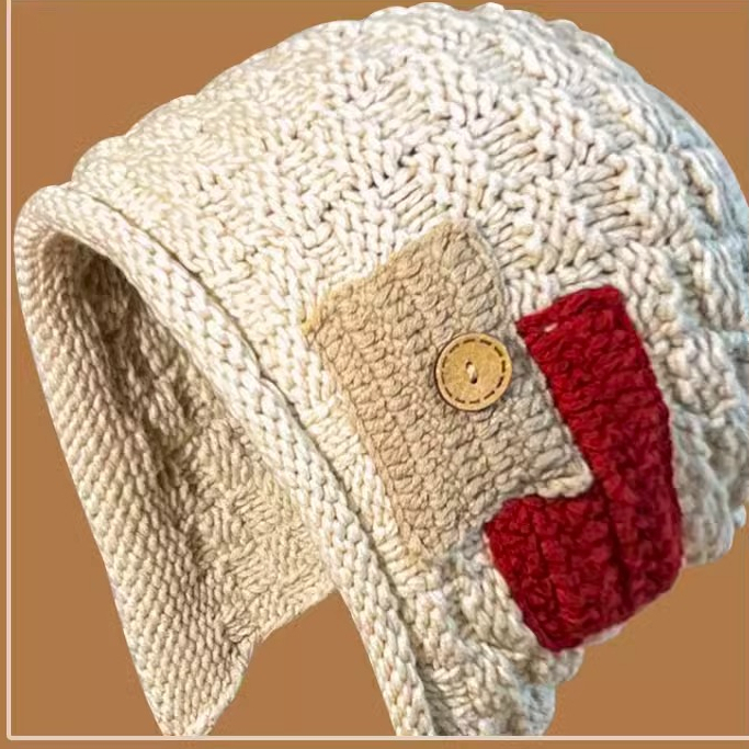 Mũ Len Tròng Đầu Dệt Tay Phối Tua Rua Thời Trang Thu Đông Hàn Quốc