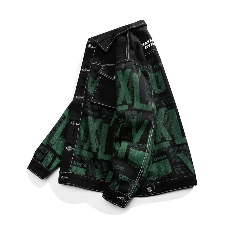 Thời Trang Áo Khoác denim Dáng Rộng In Họa Tiết Trẻ Trung Cá Tính Cho Nam áo khoát nam retro áo khoác bomber