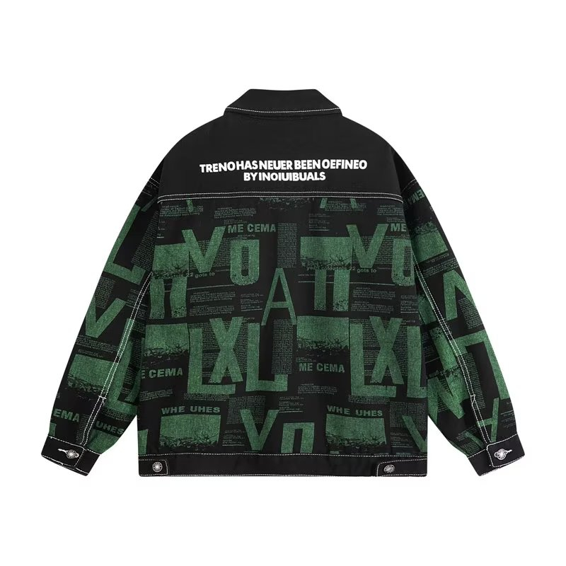 Thời Trang Áo Khoác denim Dáng Rộng In Họa Tiết Trẻ Trung Cá Tính Cho Nam áo khoát nam retro áo khoác bomber