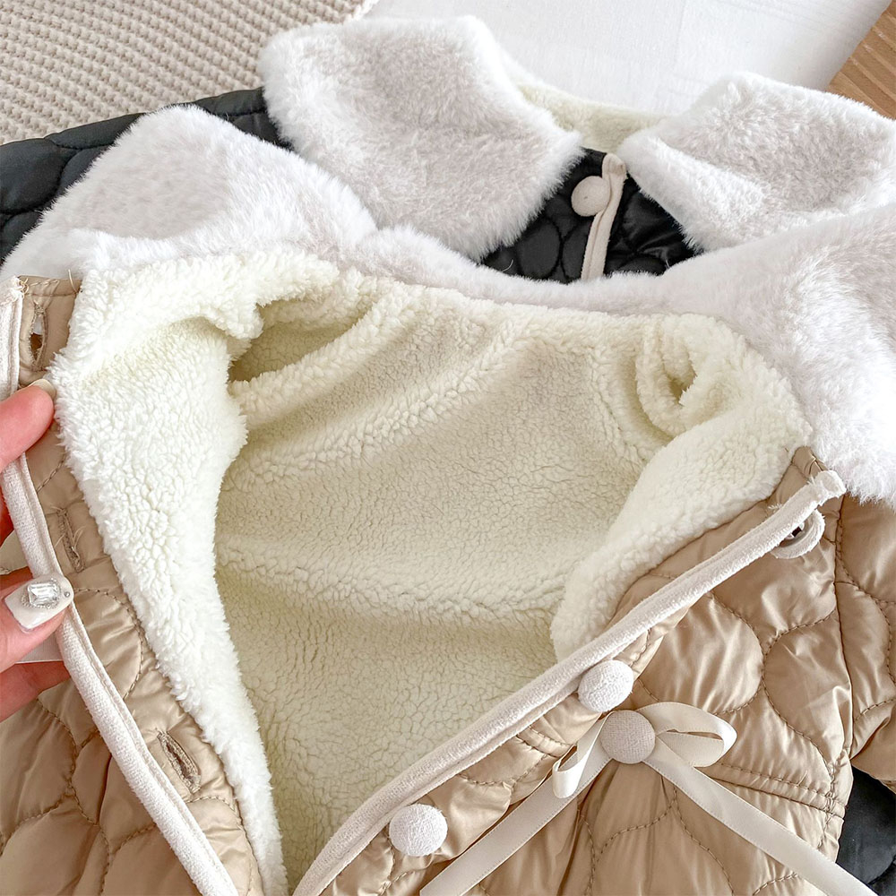 Onesies Áo Liền Quần Thêu Hoa Bằng Vải Lông Cừu Dày Giữ Ấm Mùa Đông Cho Bé Gái Sơ Sinh 1 Tuổi