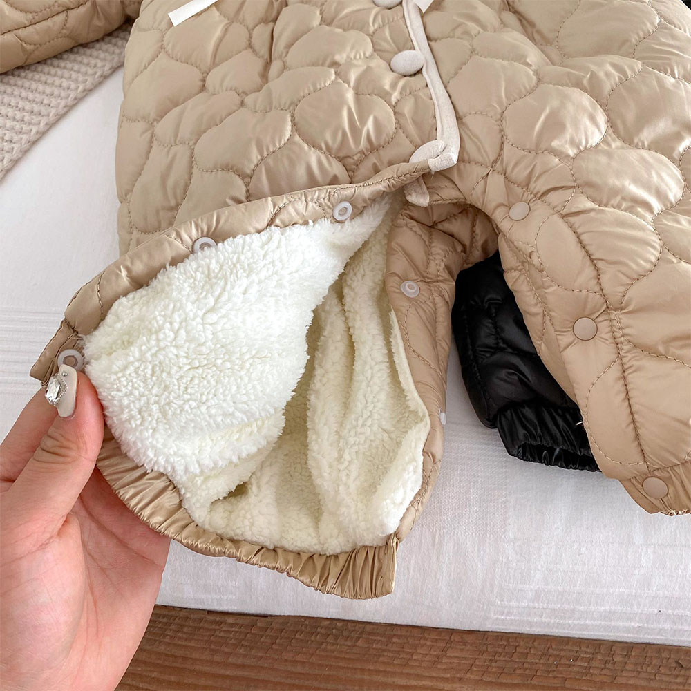 Onesies Áo Liền Quần Thêu Hoa Bằng Vải Lông Cừu Dày Giữ Ấm Mùa Đông Cho Bé Gái Sơ Sinh 1 Tuổi