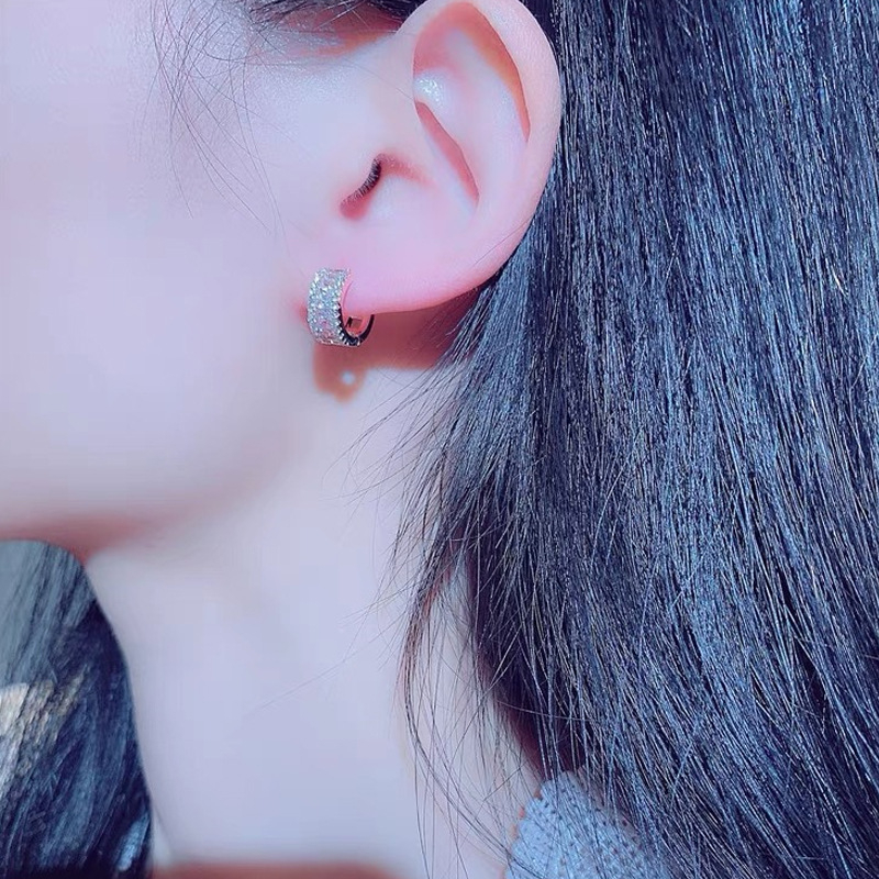 Bông Tai Dạng Cuộn Tròn Đính Đá 3 Màu Siêu Lấp Lánh Cho Nữ / Trang Sức Đám Cưới