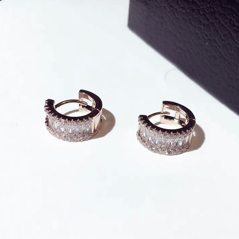 Bông Tai Dạng Cuộn Tròn Đính Đá 3 Màu Siêu Lấp Lánh Cho Nữ / Trang Sức Đám Cưới