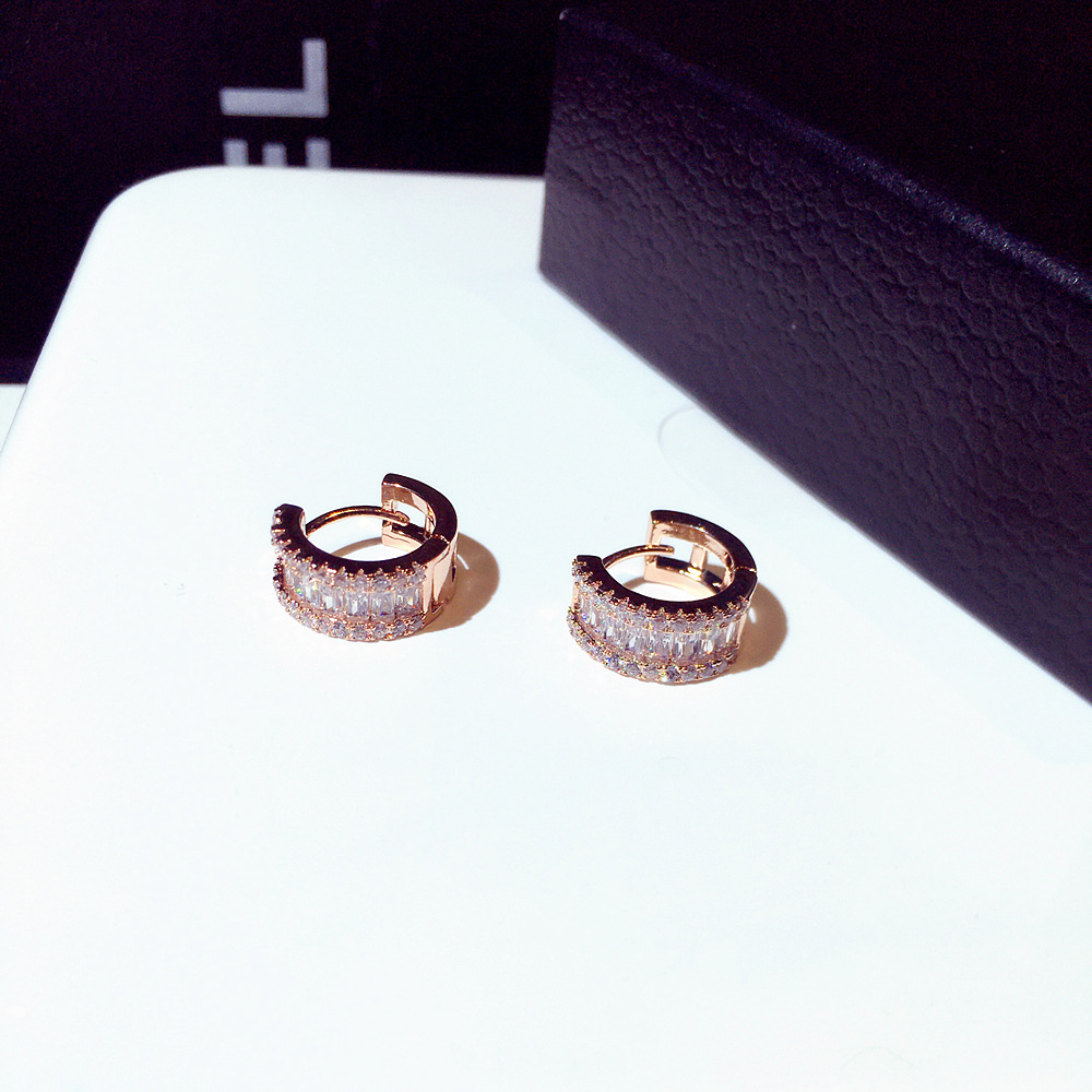 Bông Tai Dạng Cuộn Tròn Đính Đá 3 Màu Siêu Lấp Lánh Cho Nữ / Trang Sức Đám Cưới