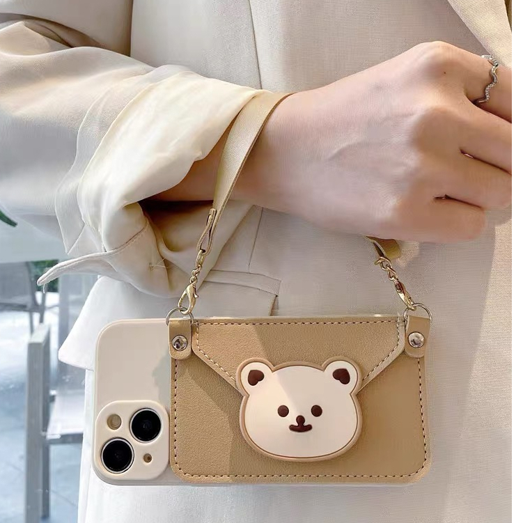 Ốp Điện Thoại Có Ngăn Đựng Thẻ Hình Gấu Cho iphone 14 pro max 12 pro max 11 pro max xs max xr x 13promax 14 pro 14 plus