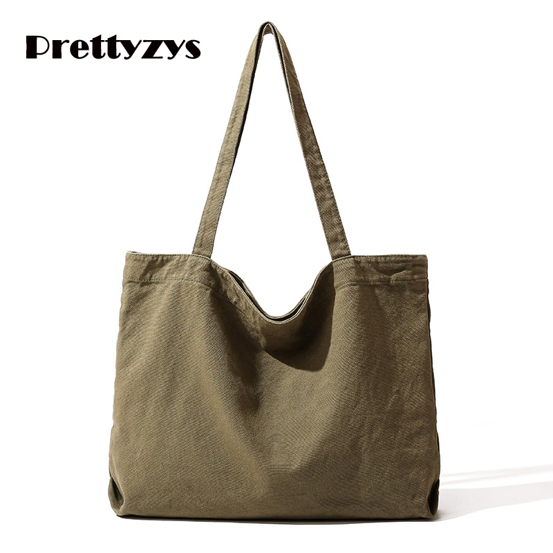 Canvas Bag Prettyzys 2023 Korean Large capacity Shopping Tote Bag For Women