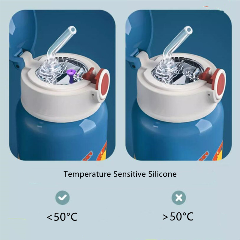 Bình Nước Giữ Nhiệt Bằng Thép Không Gỉ 316 450ml Kèm Ống Hút Họa Tiết Hoạt Hình Dễ Thương Cho Bé tumbler