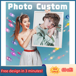 【Tùy chỉnh ảnh MA  tranh đính đá Cá nhân hóa bất kỳ bức ảnh nào DIY Bức tranh kim cương tùy chỉnh 5D đầy đủ kim cương pha lê thêu chữ thập, quà tặng ảnh nghệ thuật