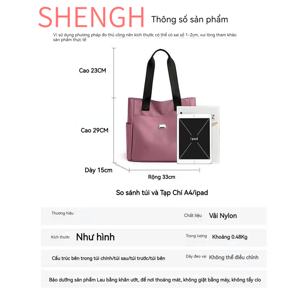 Túi Tote Vải Oxford Siêu Nhẹ Sức Chứa Lớn Thời Trang Cho Nữ