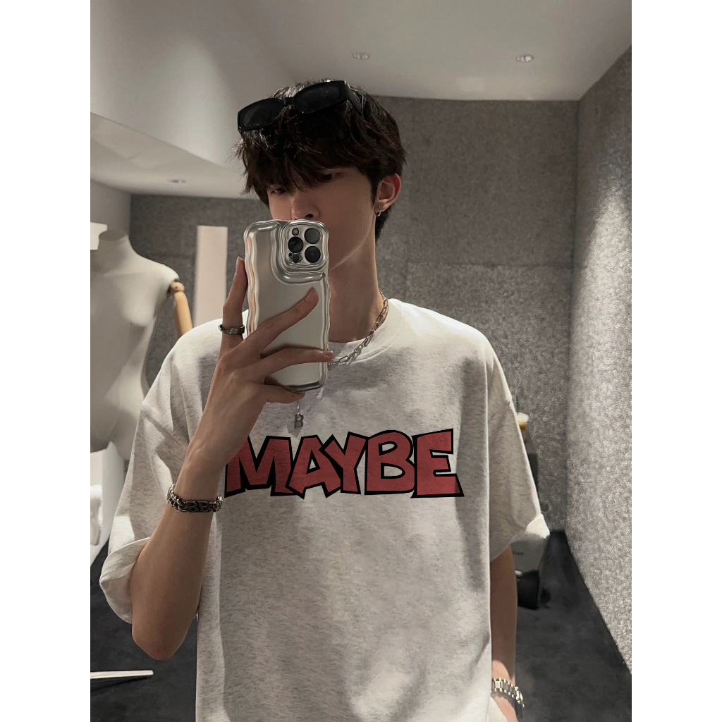 Áo Thun cotton Tay Ngắn Cổ Tròn Dáng Rộng In Hình Quả Lê Thời Trang hip hop