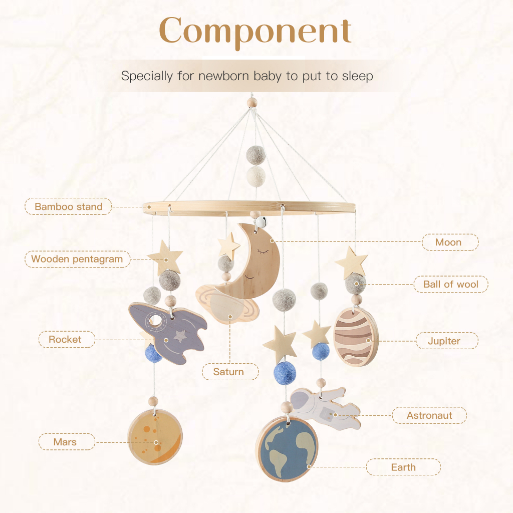 1 Bộ Giá Đỡ Đồ Chơi / Chuông / Bảng Tên Gắn Nôi Em Bé Sơ Sinh 0-18 Tháng Tuổi