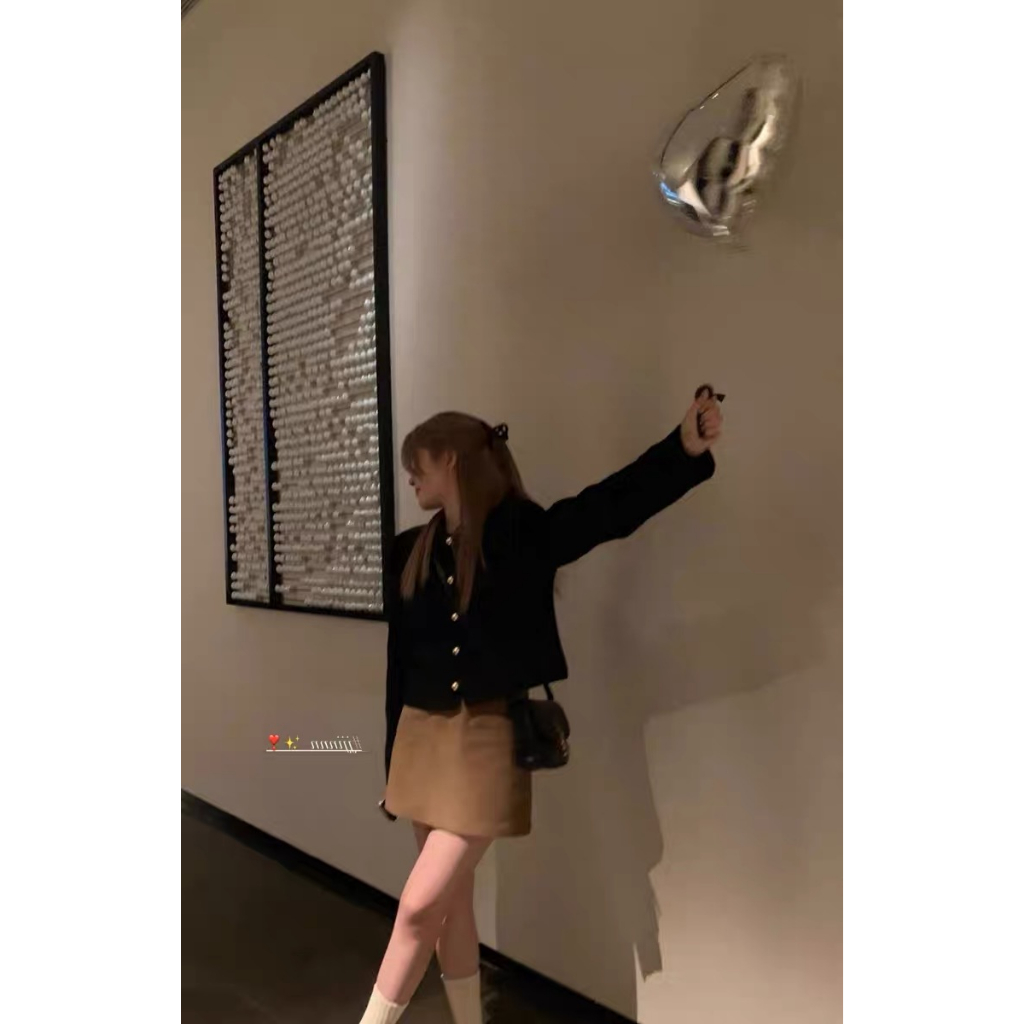 Honypove Áo Khoác Len Dáng Dài Có Nút Cài Hình Trái Tim Ánh Sáng Trắng Cho Nữ