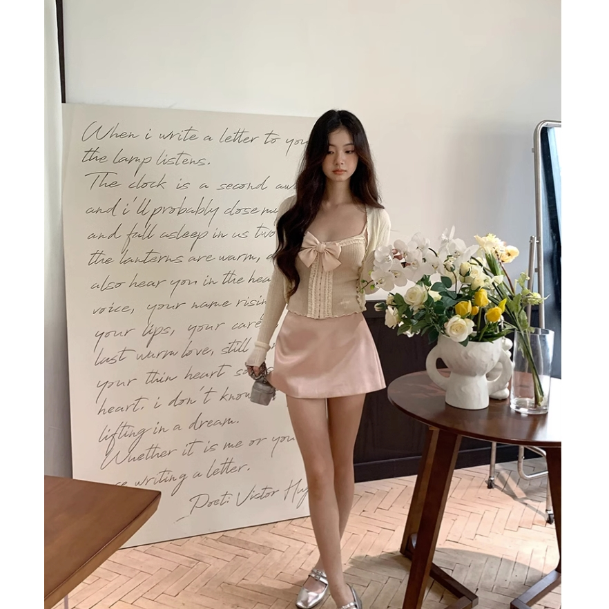 Honypove Áo Hai Dây Dệt Kim Phối Ren Màu Trơn Thời Trang Xuân Hè Cho Nữ | BigBuy360 - bigbuy360.vn