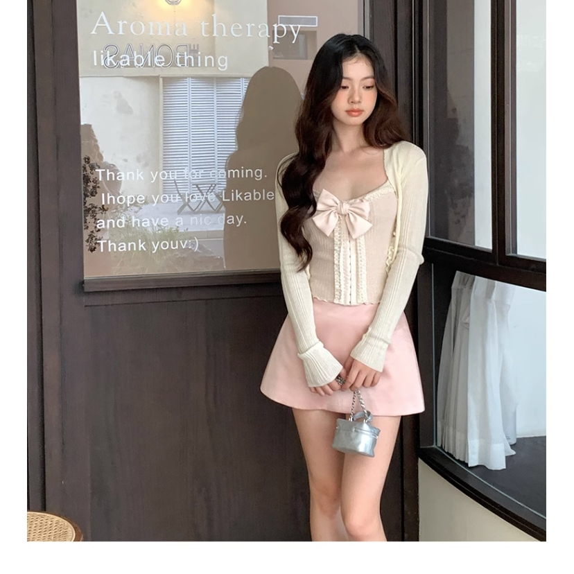 Honypove Áo Hai Dây Dệt Kim Phối Ren Màu Trơn Thời Trang Xuân Hè Cho Nữ | BigBuy360 - bigbuy360.vn