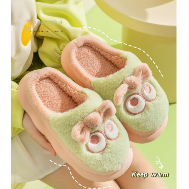 Dép Bông cotton Ấm Áp Đính Nơ Dễ Thương Thời Trang Thu Đông