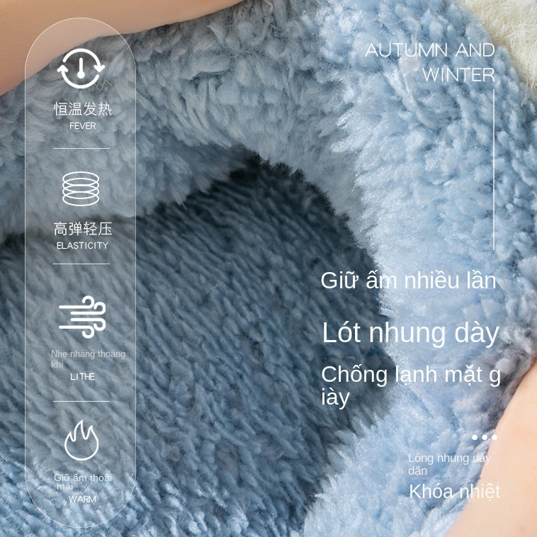 Dép Bông cotton Ấm Áp Đính Nơ Dễ Thương Thời Trang Thu Đông