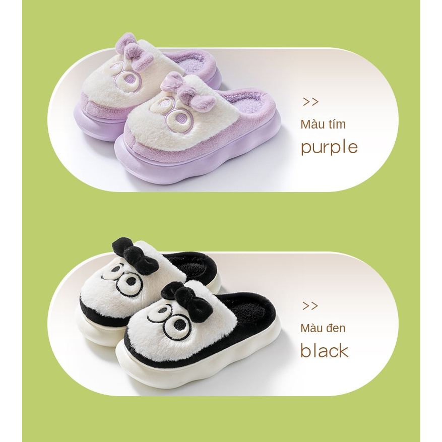 Dép Bông cotton Ấm Áp Đính Nơ Dễ Thương Thời Trang Thu Đông