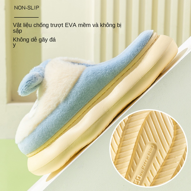 Dép Bông cotton Ấm Áp Đính Nơ Dễ Thương Thời Trang Thu Đông