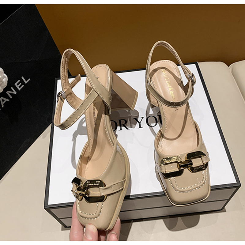 Hong Kong Premium shoes❥Giày Cao Gót Mũi Nhọn Quai Kim Loại Thời Trang Cho Nữ