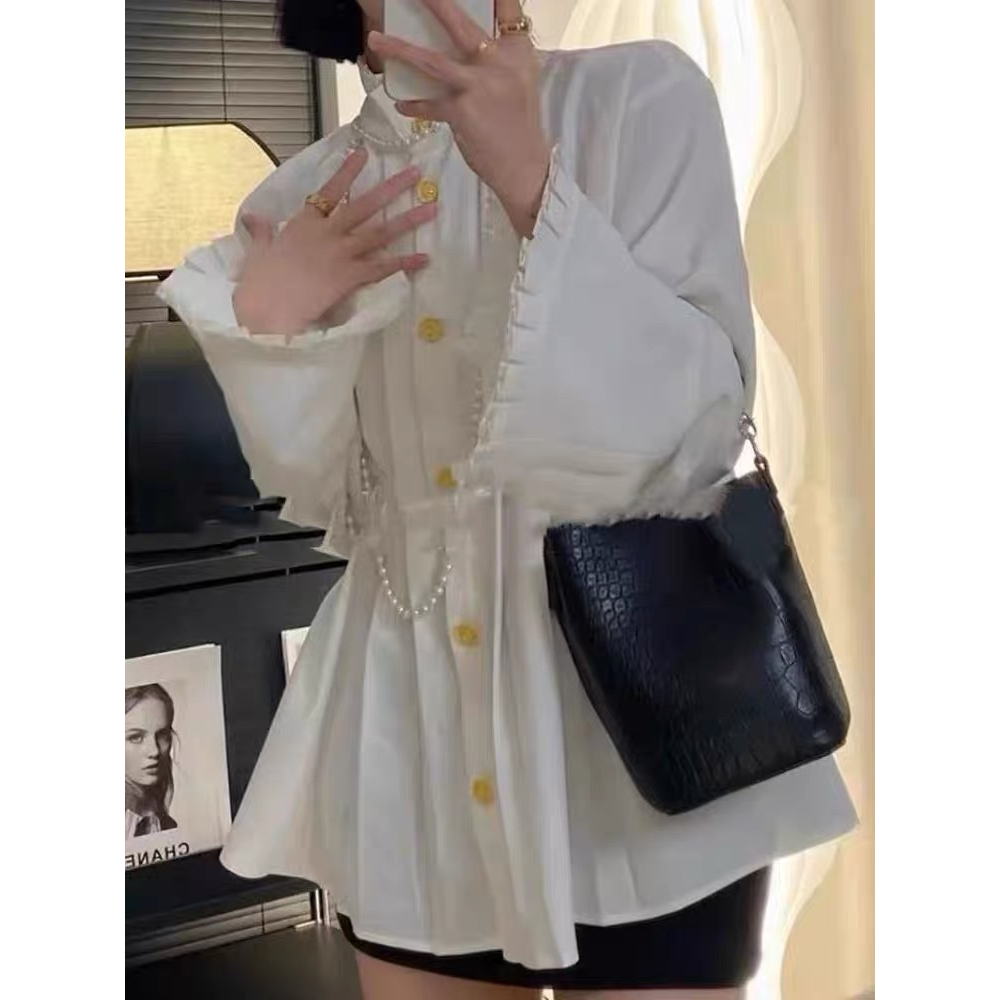 Áo Sơ Mi Phối Bèo Phong Cách hong kong Thời Trang Cho Nữ