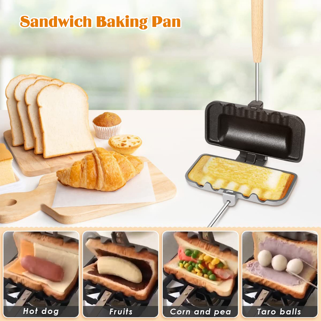 Sẵn sàng tại VN ✔ Chảo Nướng Bánh Sandwich Hai Mặt Không Dính Chảo Kẹp Nướng Bánh Mì