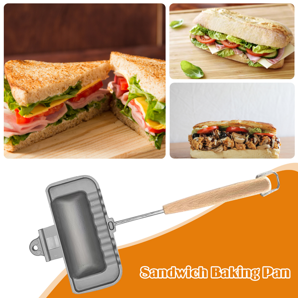 Sẵn sàng tại VN ✔ Chảo Nướng Bánh Sandwich Hai Mặt Không Dính Chảo Kẹp Nướng Bánh Mì