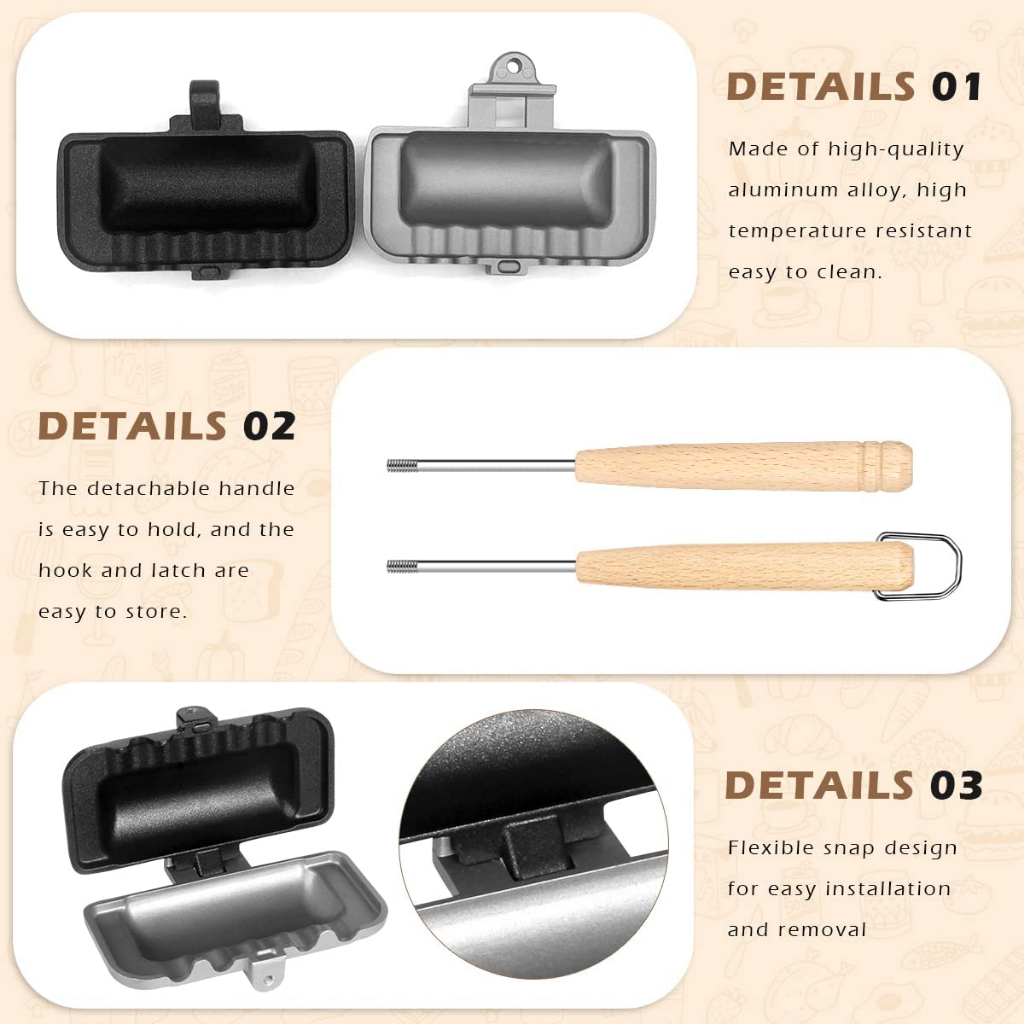 Sẵn sàng tại VN ✔ Chảo Nướng Bánh Sandwich Hai Mặt Không Dính Chảo Kẹp Nướng Bánh Mì