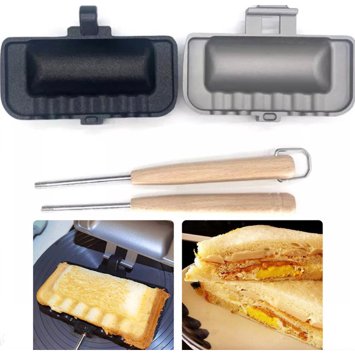 Sẵn sàng tại VN ✔ Chảo Nướng Bánh Sandwich Hai Mặt Không Dính Chảo Kẹp Nướng Bánh Mì