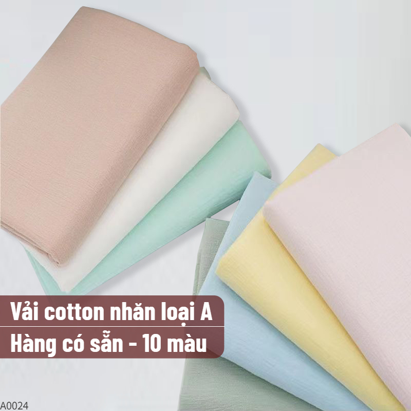 Vải Cotton Xếp Ly Màu Trơn Rộng 55 Inches = 140cm，vải，Vái Cotton，vải may quần áo，vải áo dài，vải lanh，vải thô cotton，vải may váy，vải voan hoa nhí，vải áo dài học sinh，vải xếp ly，vải đũi nhăn