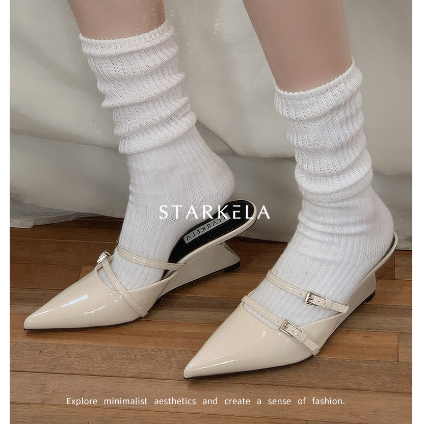 Hong Kong Premium shoes❥Xăng đan Cao Gót Mũi Nhọn Phong Cách retro Cho Nữ