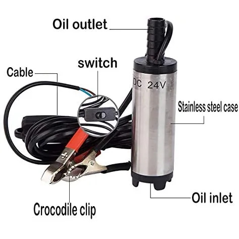 12V 38mm Điện Nhiên Liệu Chuyển Bơm Nước Dầu Chuyển Tiếp Nhiên Liệu Máy Bơm Chìm Cho Diesel Máy Bơm Nước Ô Tô xe máy